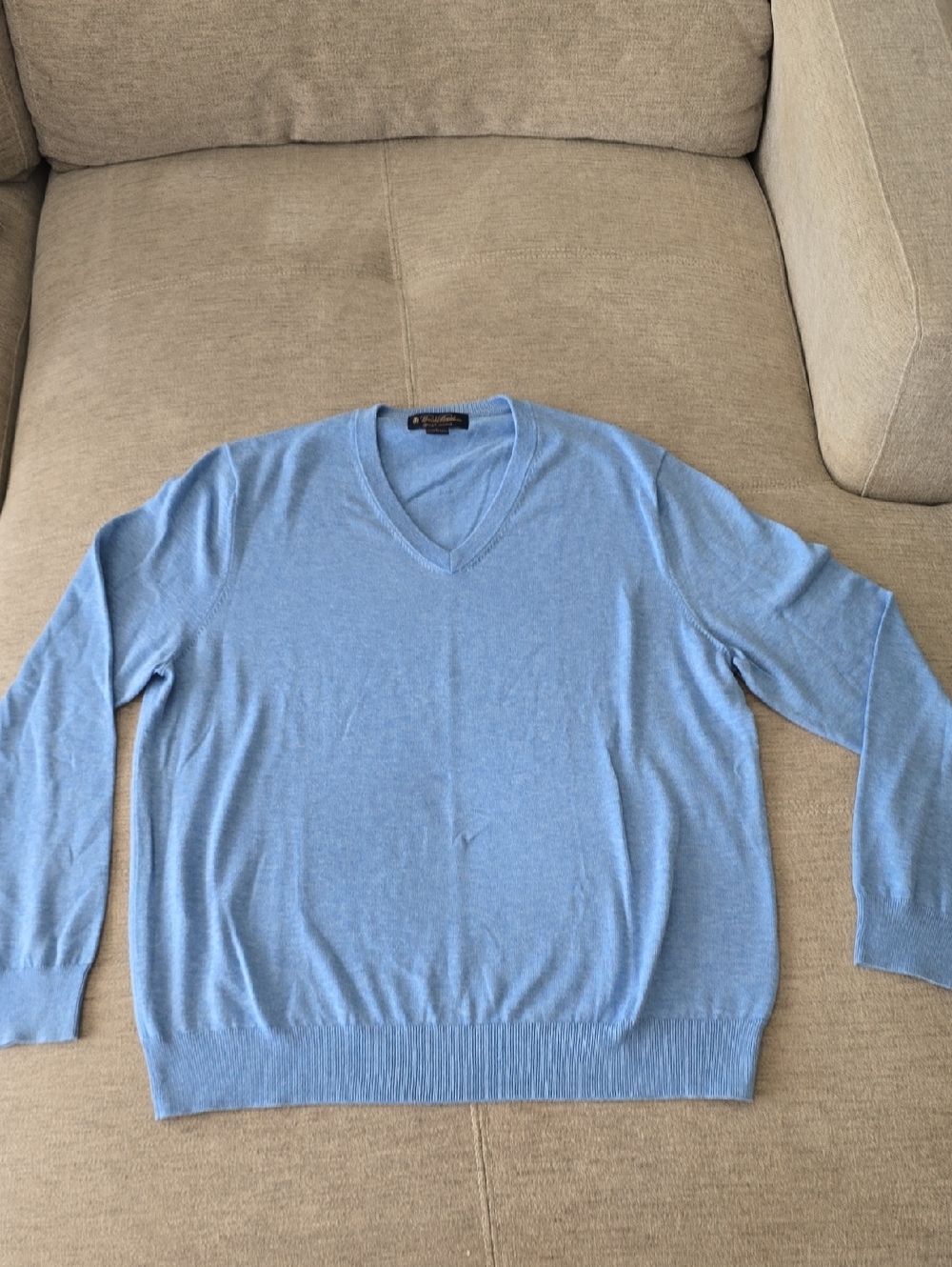 Brooks Brothers Cotton Light Blue V-Neck Men's Sweater Sz Large